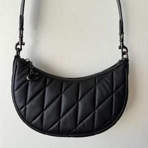 Coach black leather quilted Mira moon crescent crossbody bag